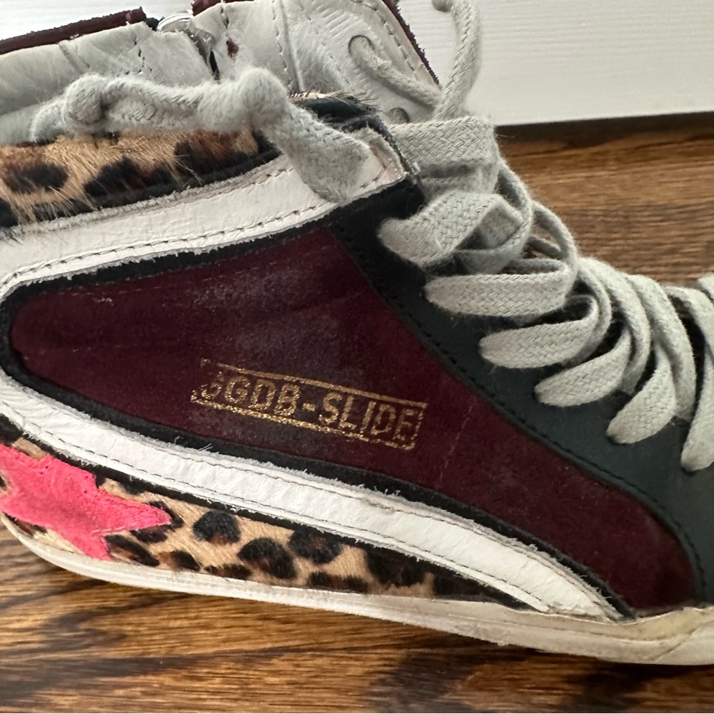 Golden Goose GGDB Slide Sneakers Snakeskin High Top Leopard Print Suede Sz 36 - Picture 14 of 16